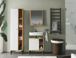 Home affaire Badspiegel »Oslo, Spiegel in Eiche Evoke, Wandspiegel im skandinavischen Design« mit Ablagefläche, 60 cm breit