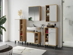Home affaire Badspiegel »Oslo, Spiegelschrank in Eiche Evoke, Spiegel im skandinavischen Design« Aufbewahrungsschrank mit 2 Spiegeltüren, wahlweise mit LED