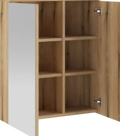 Home affaire Badspiegel »Oslo, Spiegelschrank in Eiche Evoke, Spiegel im skandinavischen Design« Aufbewahrungsschrank mit 2 Spiegeltüren, wahlweise mit LED