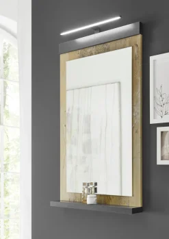 Home affaire Badspiegel »SHERWOOD, Spiegel im modernen Design« in 2 Farben verfügbar, inkl. LED-Beleuchtung, mit Ablageboden