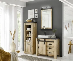 Home affaire Badspiegel »SHERWOOD, Spiegel im modernen Design« in 2 Farben verfügbar, inkl. LED-Beleuchtung, mit Ablageboden