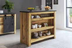 Home affaire Barschrank »York, moderne Küchentheke im Industrialdesign« mit Handtuchstange aus Metall, ausreichend Stauraum, 130 cm breit