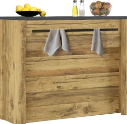 Home affaire Barschrank »York, moderne Küchentheke im Industrialdesign« mit Handtuchstange aus Metall, ausreichend Stauraum, 130 cm breit