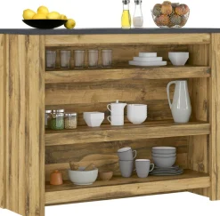 Home affaire Barschrank »York, moderne Küchentheke im Industrialdesign« mit Handtuchstange aus Metall, ausreichend Stauraum, 130 cm breit