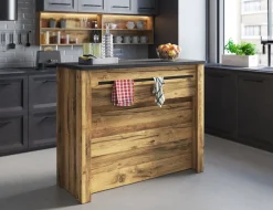 Home affaire Barschrank »York, moderne Küchentheke im Industrialdesign« mit Handtuchstange aus Metall, ausreichend Stauraum, 130 cm breit