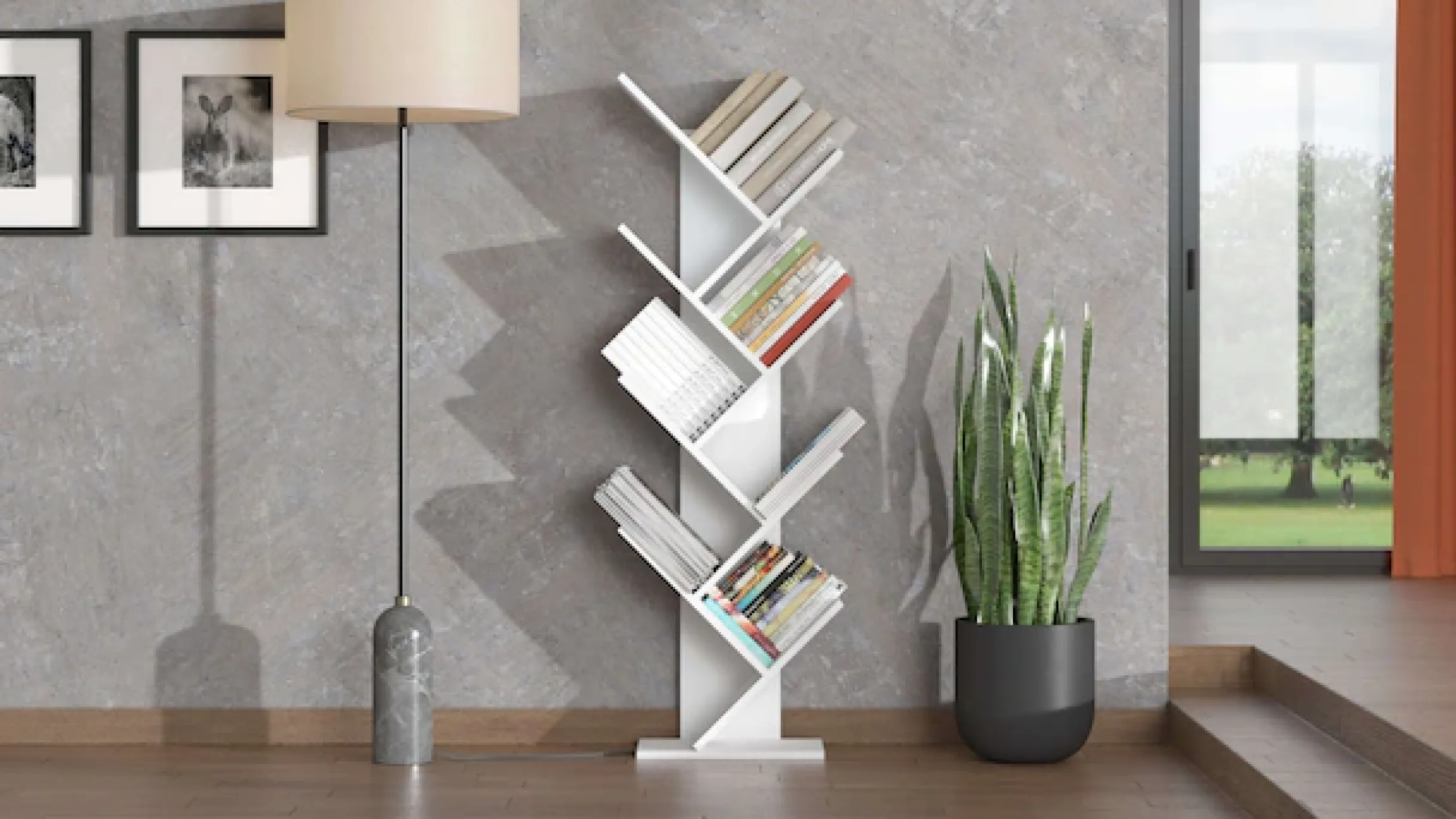 Home affaire Bücherregal »Monopoli, Standregal, Holzdesign, Wandregal, Dekoregal,Ast-Optik« Modernes Baum-Design Bücherregal in 2 Farben ? stilvoll und kompakt