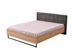 Home affaire Bettgestell »Sardinia, FSC-zertifizierter Holzwerkstoff« mit gepolstertem Kopfteil, Metallfuß in Kufenform, 160 oder 180x200cm