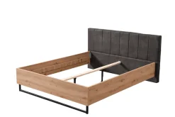 Home affaire Bettgestell »Sardinia, FSC-zertifizierter Holzwerkstoff« mit gepolstertem Kopfteil, Metallfuß in Kufenform, 160 oder 180x200cm