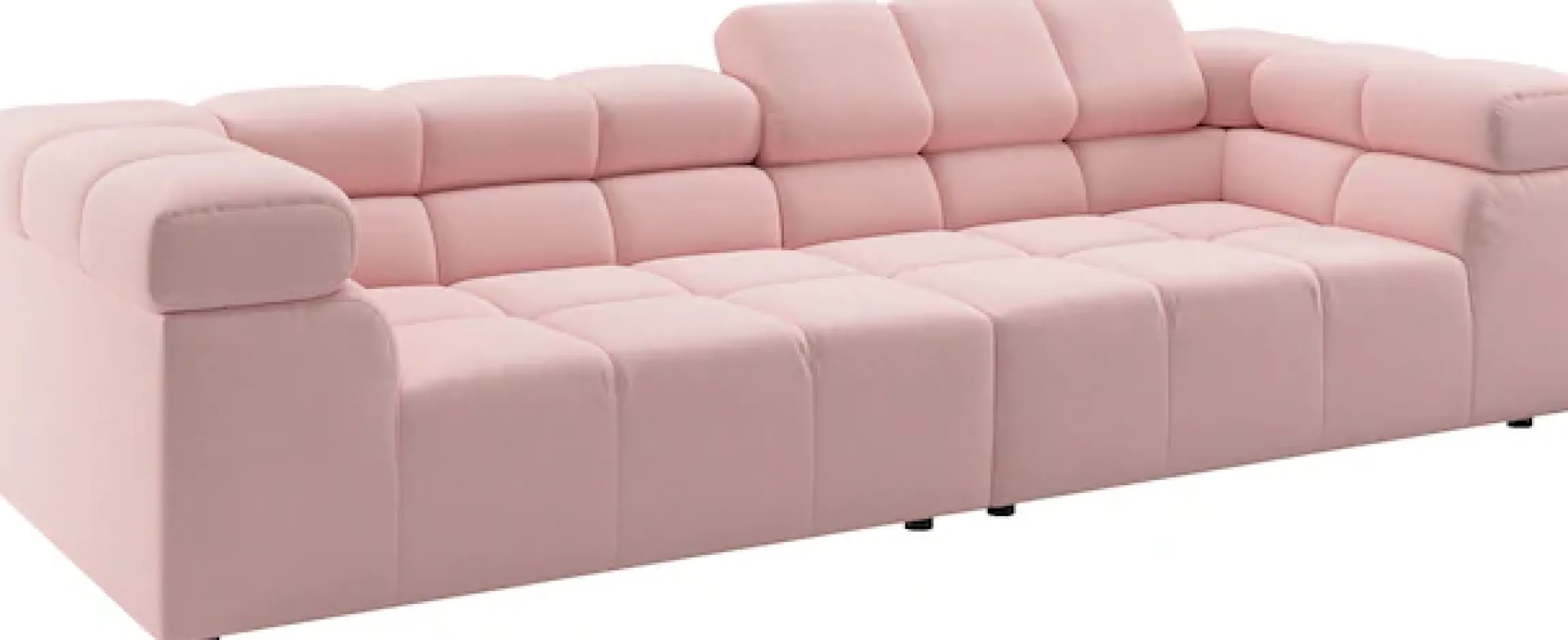 Home affaire Big-Sofa »Ancona modern, elegant, bequem, viel Platz, B/T/H: 290/110/70 cm« auffällige Steppung, inkl. 2 Zierkissen und verstellbaren Kopfstützen