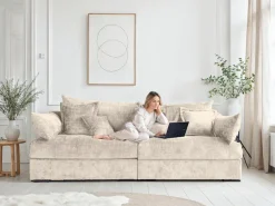 Home affaire Big-Sofa »Casa XL, B: 190 cm« 4 Zierkissen, Mega-Sofa, in Cord oder Chenille-Struktur, Federkern