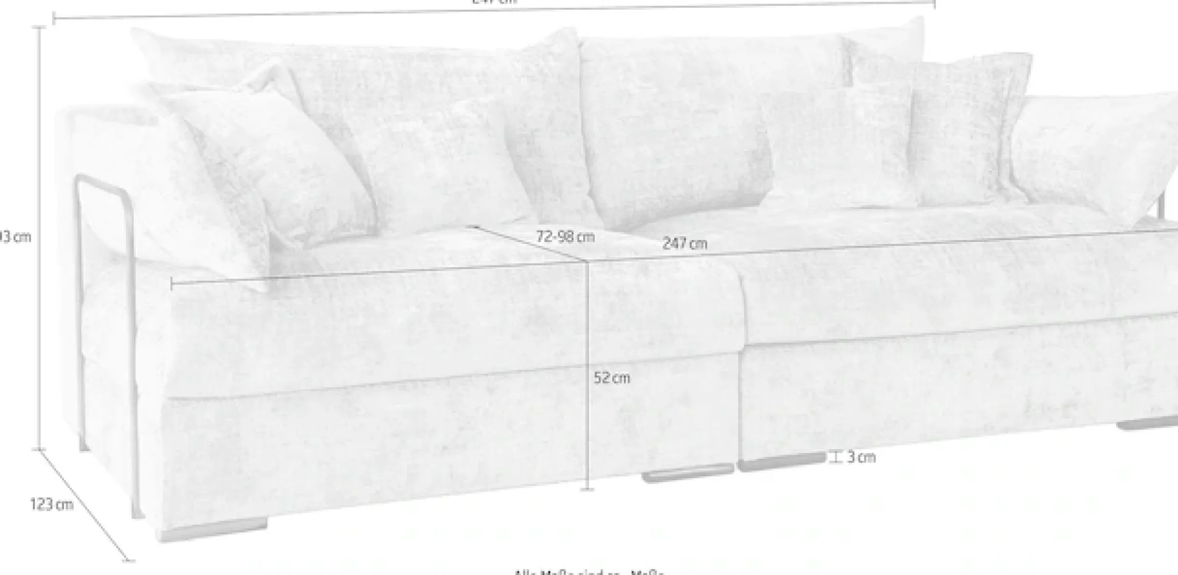 Home affaire Big-Sofa »Casa XXL, B: 247 cm« 4 Zierkissen, Mega-Sofa, in Cord oder Chenille-Struktur, Federkern