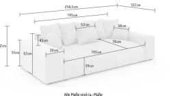 Home affaire Big-Sofa »LAKESIDE 3-Sitzer Schlafsofa mit Bettkasten, Breite 256,5 cm« Liegefläche 168,5x195 cm, hoher Sitzkomfort, Maße B/T/H: 256/122/82cm