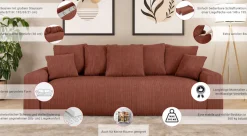 Home affaire Big-Sofa »LAKESIDE klein 3-Sitzer Schlafsofa mit Bettkasten, Breite 238 cm« Liegefläche 149x195 cm, hoher Sitzkomfort, Maße B/T/H: 238/98/85cm