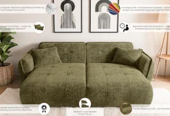 Home affaire Big-Sofa »MIRELDA Design-Sofa mit Steppungen, extra tief, Breite 251 cm« Sitztiefe 123cm, elegant und bequem, 2 Zierkissen, belastbar bis 480kg