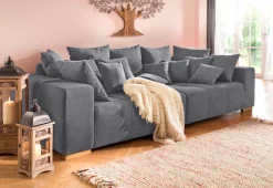 Home affaire Big-Sofa »Neapel« mit vielen losen Kissen, in 2 Bezugsqualitäten