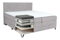 Home affaire Boxspringbett »Ilona, Doppelbett, Polsterbett, Federkernbett, Komforbett, 160, 180 cm« inkl. Topper, zwei Bettkästen, Taschen-Federkernmatratze, Härtegrad 3