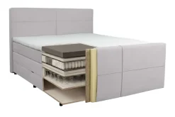 Home affaire Boxspringbett »Lucas, Doppelbett, Polsterbett, Federkernbett, Komforbett, 160,180 cm« inkl. Topper, zwei Bettkästen, Taschen-Federkernmatratze, Härtegrad 3