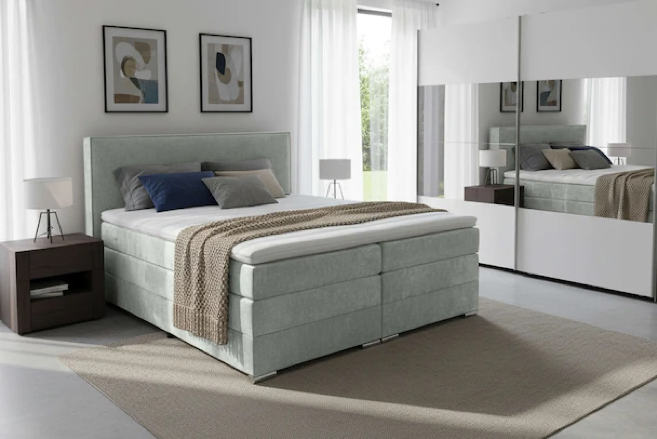 Home affaire Boxspringbett »Romeo, Doppel- & Polsterbett, Federkernbett, Komfortbett, 160, 180 cm« inkl. 6 cm Topper, zwei Bettkästen, Taschen-Federkernmatratze in H4