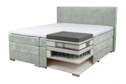 Home affaire Boxspringbett »Romeo, Doppel- & Polsterbett, Federkernbett, Komfortbett, 160, 180 cm« inkl. 6 cm Topper, zwei Bettkästen, Taschen-Federkernmatratze in H4