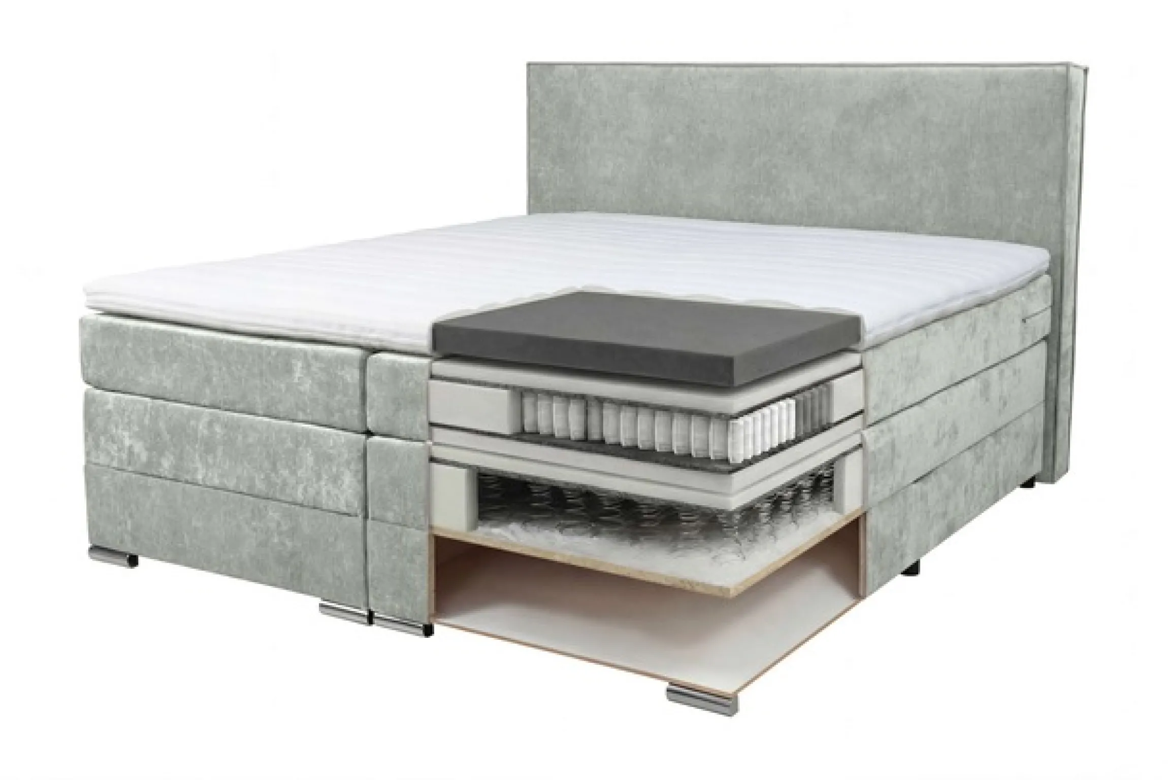 Home affaire Boxspringbett »Romeo, Doppel- & Polsterbett, Federkernbett, Komfortbett, 160, 180 cm« inkl. 6 cm Topper, zwei Bettkästen, Taschen-Federkernmatratze in H4