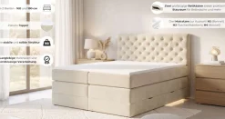 Home affaire Boxspringbett »SELJORD mit Bettkasten, Matratze und Topper, Breite 160 oder 180 cm« Bonnell- oder Taschenfederkernmatratze (H2, H3, H4), mit Knopfheftung