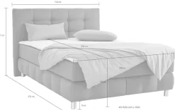 Home affaire Boxspringbett »Salo XXL« in Samtoptik oder Struktur, 6 Breiten in Überlänge 220cm, 4 Härtegrade