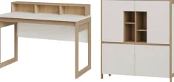Home affaire Büromöbel-Set »Stranda im Scandi-Style, Home Office, Büro in zwei Farben verfügbar« 2 Stk. tlg. enthält Schreibtisch, Highboard