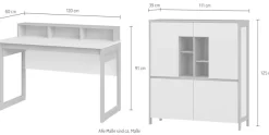Home affaire Büromöbel-Set »Stranda im Scandi-Style, Home Office, Büro in zwei Farben verfügbar« 2 Stk. tlg. enthält Schreibtisch, Highboard