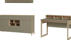Home affaire Büromöbel-Set »Stranda im Scandi-Style, Home Office, Büro in zwei Farben verfügbar« 3 Stk. tlg. enthält Schreibtisch, Sideboard und Wandboard
