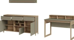 Home affaire Büromöbel-Set »Stranda im Scandi-Style, Home Office, Büro in zwei Farben verfügbar« 3 Stk. tlg. enthält Schreibtisch, Sideboard und Wandboard
