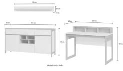 Home affaire Büromöbel-Set »Stranda im Scandi-Style, Home Office, Büro in zwei Farben verfügbar« 3 Stk. tlg. enthält Schreibtisch, Sideboard und Wandboard