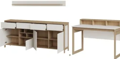 Home affaire Büromöbel-Set »Stranda im Scandi-Style, Home Office, Büro in zwei Farben verfügbar« 3 Stk. tlg. enthält Schreibtisch, Sideboard und Wandboard