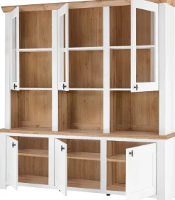 Home affaire Buffet »Bristol, Bücherschrank im Landhausstil, moderner Hochschrank« schwarze Metallgriffe, elegante Kranzoptik, ausreichend Stauraum