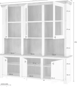 Home affaire Buffet »Bristol, Bücherschrank im Landhausstil, moderner Hochschrank« schwarze Metallgriffe, elegante Kranzoptik, ausreichend Stauraum