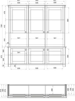 Home affaire Buffet »Bristol, Bücherschrank im Landhausstil, moderner Hochschrank« schwarze Metallgriffe, elegante Kranzoptik, ausreichend Stauraum