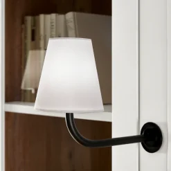 Home affaire Buffet »Bristol, Bücherschrank im Landhausstil, moderner Hochschrank« schwarze Metallgriffe, elegante Kranzoptik, mit Beleuchtung