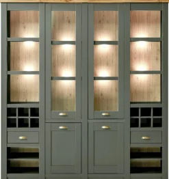 Home affaire Buffet »Cambridge, Hochschrank im Landhausstil, moderner Schrank,Küchenschrank« schöne Kranzoptik, messingfarbene Metallgriffe, 194 cm breit