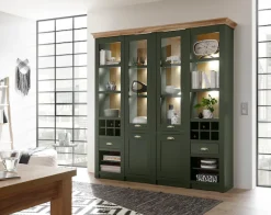 Home affaire Buffet »Cambridge, Hochschrank im Landhausstil, moderner Schrank,Küchenschrank« schöne Kranzoptik, messingfarbene Metallgriffe, 194 cm breit
