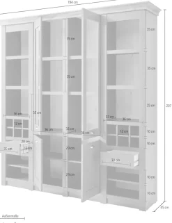 Home affaire Buffet »Cambridge, Hochschrank im Landhausstil, moderner Schrank,Küchenschrank« schöne Kranzoptik, messingfarbene Metallgriffe, 194 cm breit