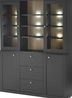 Home affaire Buffet »Lincoln, Hochschrank im Landhausstil, moderner Schrank« edles Design, messingfarbene Knopfgriffe, vielseitig einsetzbar