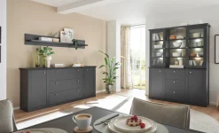 Home affaire Buffet »Lincoln, Hochschrank im Landhausstil, moderner Schrank« edles Design, messingfarbene Knopfgriffe, vielseitig einsetzbar