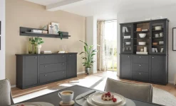 Home affaire Buffet »Lincoln, Hochschrank im Landhausstil, moderner Schrank« edles Design, messingfarbene Knopfgriffe, vielseitig einsetzbar
