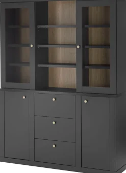 Home affaire Buffet »Lincoln, Hochschrank im Landhausstil, moderner Schrank« edles Design, messingfarbene Knopfgriffe, vielseitig einsetzbar