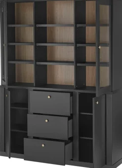 Home affaire Buffet »Lincoln, Hochschrank im Landhausstil, moderner Schrank« edles Design, messingfarbene Knopfgriffe, vielseitig einsetzbar
