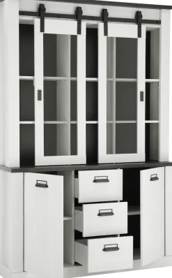 Home affaire Buffet »Sherwood, Hochschrank im Industrial-Style, Hochschrank, Küchenschrank« mit Scheunentorbeschlag & Apothekergriffen, in 2 Farben erhältlich