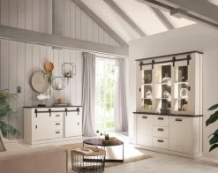 Home affaire Buffet »Sherwood, Hochschrank im Industrial-Style, Hochschrank, Küchenschrank« mit Scheunentorbeschlag & Apothekergriffen, in 2 Farben erhältlich
