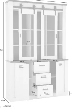 Home affaire Buffet »Sherwood, Hochschrank im Industrial-Style, Hochschrank, Küchenschrank« mit Scheunentorbeschlag & Apothekergriffen, in 2 Farben erhältlich
