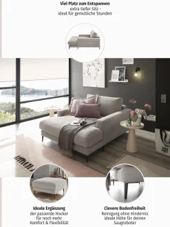 Home affaire Chaiselongue »Downtown Loungemöbel zum Relaxen, B/T/H: 132/170/84 cm« auch in Bouclé, Cord und Easy care - leicht mir Wasser zu reinigen,