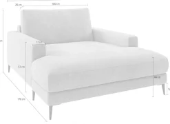 Home affaire Chaiselongue »Downtown Loungemöbel zum Relaxen, B/T/H: 132/170/84 cm« auch in Bouclé, Cord und Easy care - leicht mir Wasser zu reinigen,