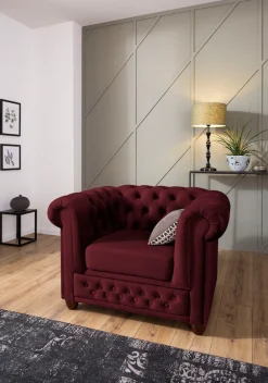 Home affaire Chesterfield-Sessel »New Castle Sessel« hochwertige Knopfheftung, B/T/H: 104/86/72 cm